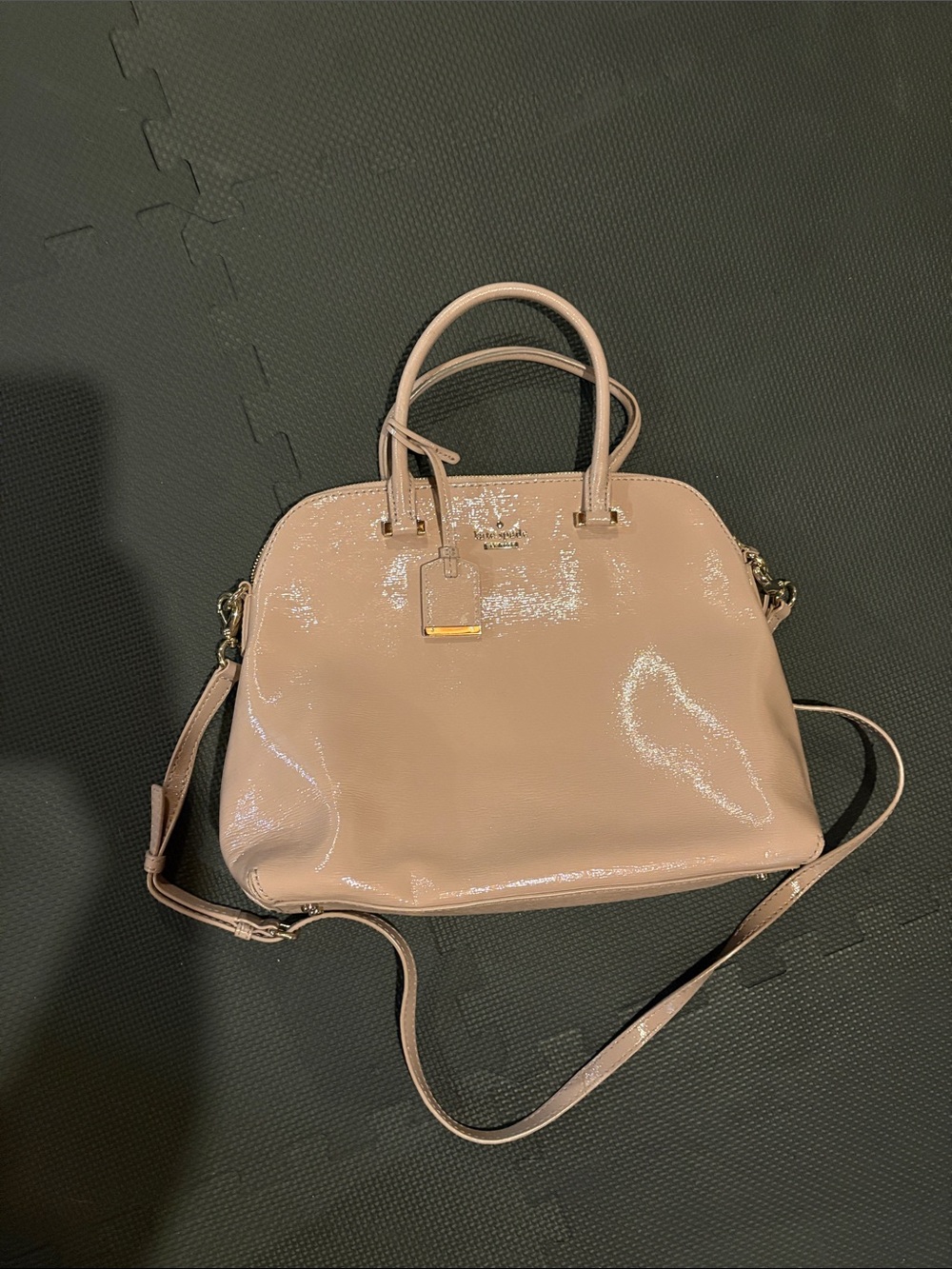 Patent Leather Satchel Handbag in Light Pink